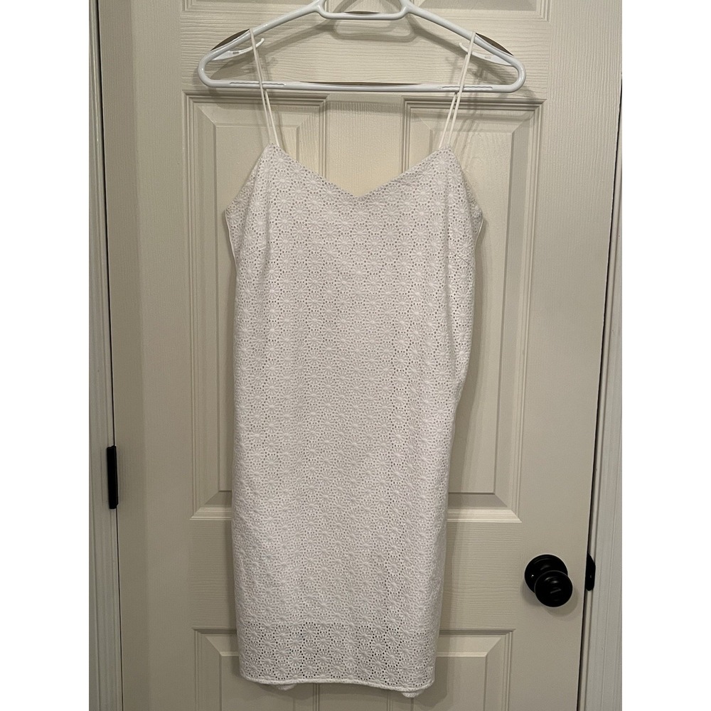Rag & Bone White Cotton Eyelet Spaghetti Dress Sz 4 Lined‎ Summer Beach Wedding